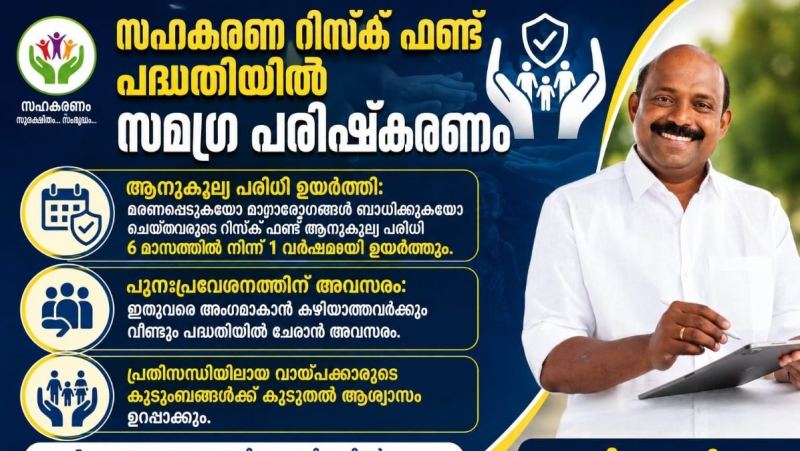 സഹകരണ റിസ്ക് ഫണ്ട് പദ്ധതിയിൽ സമഗ്ര പരിഷ്കരണം; ആനുകൂല്യ പരിധി ഒരു വർഷമായി ഉയർത്തും: മന്ത്രി എം. ലിജു